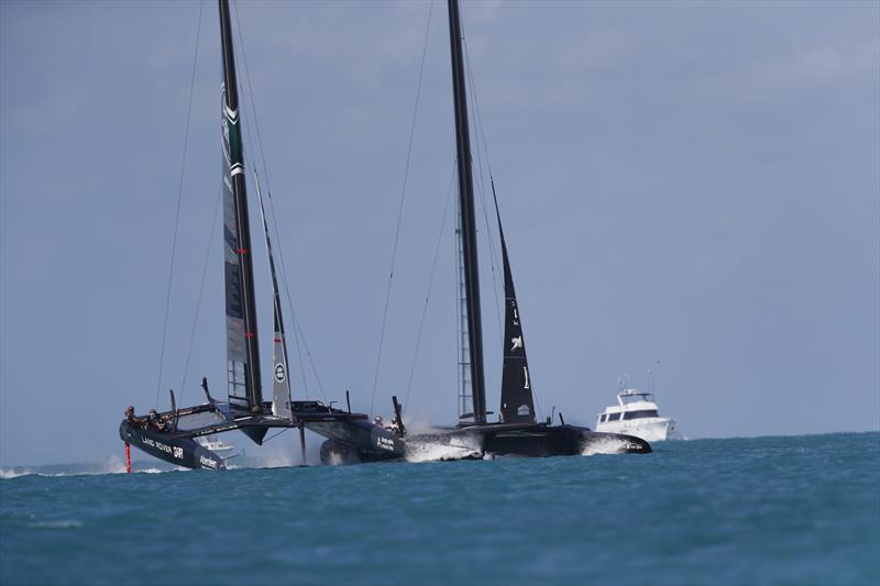 SoftBank Team Japan collide with Land Rover BAR on the opening day of the 35th America's Cup - photo © Lloyd Images