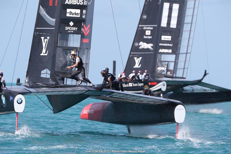 ORACLE TEAM USA beat Emirates Team New Zealand on day 2 of the 35th America's Cup photo copyright ACEA 2017 . Gilles Martin-Raget taken at  and featuring the AC50 class