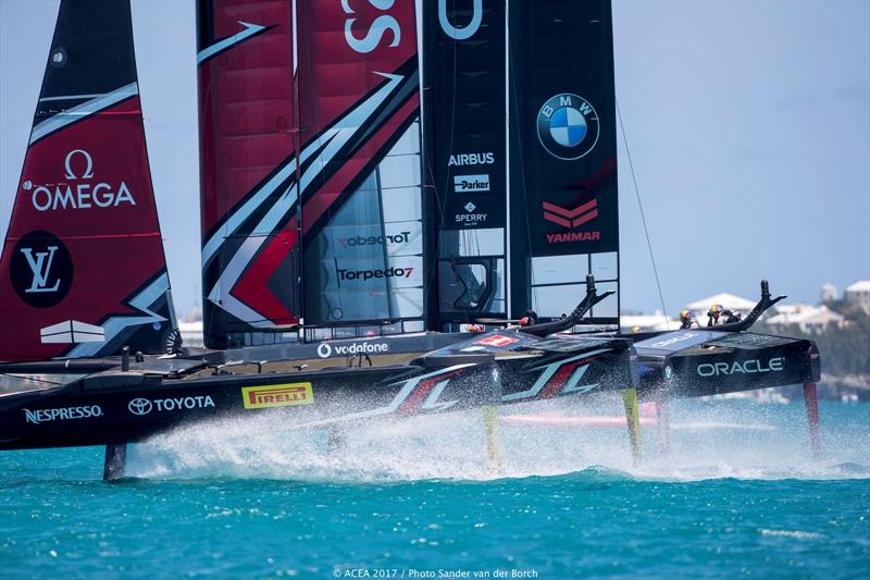 Emirates Team New Zealand dominate again on day 2 of the 35th America's Cup Match photo copyright ACEA 2017 / Sander van der Borch taken at  and featuring the AC50 class