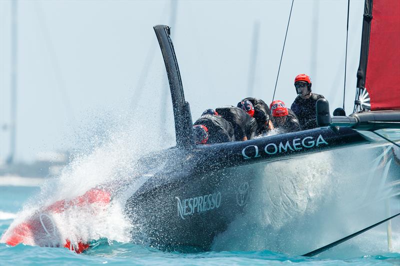 Emirates Team New Zealand dominate again on day 2 of the 35th America's Cup Match photo copyright Richard Hodder / ETNZ taken at  and featuring the AC50 class