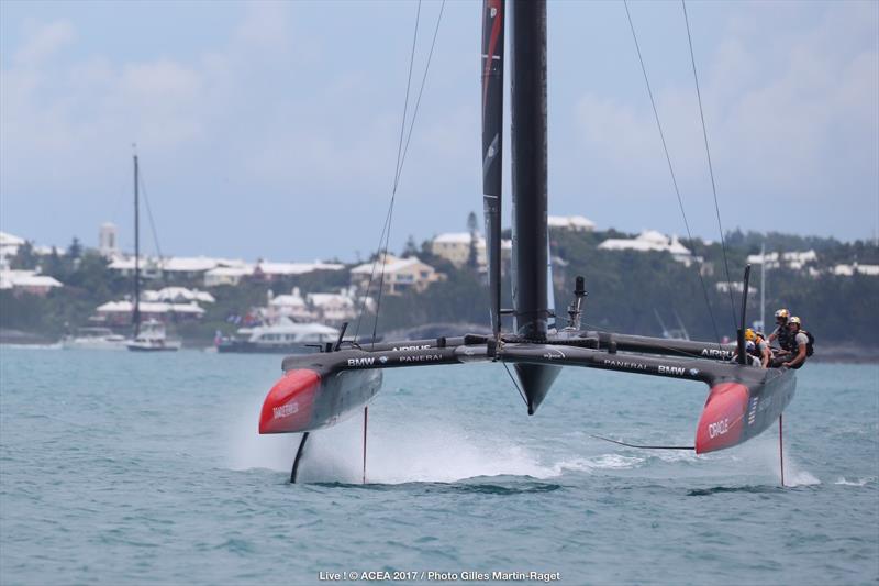 More foil cant for ORACLE TEAM USA on day 3 of the 35th America's Cup Match - photo © ACEA 2017 / Gilles Martin-Raget