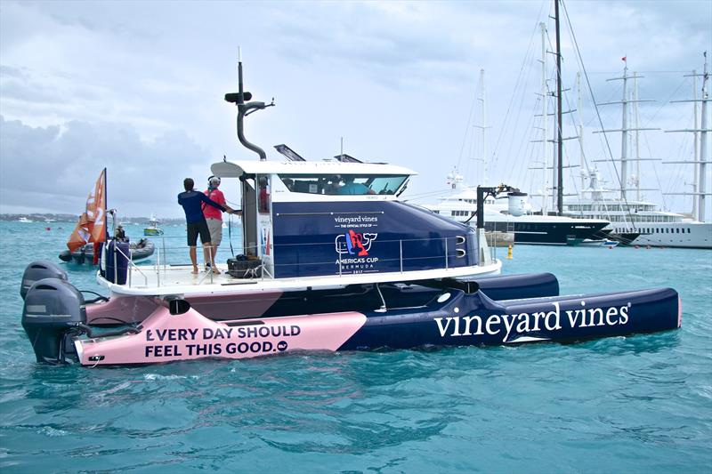 One of several fast camera boats bought over from the 34th America's Cup in San Francisco  - America's Cup 2017, Bermuda photo copyright Richard Gladwell taken at  and featuring the AC50 class