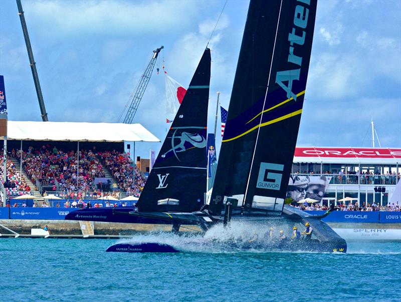 Artemis turns it on the for crowd- 2017 America's Cup Bermuda photo copyright Scott Stallard taken at  and featuring the AC50 class
