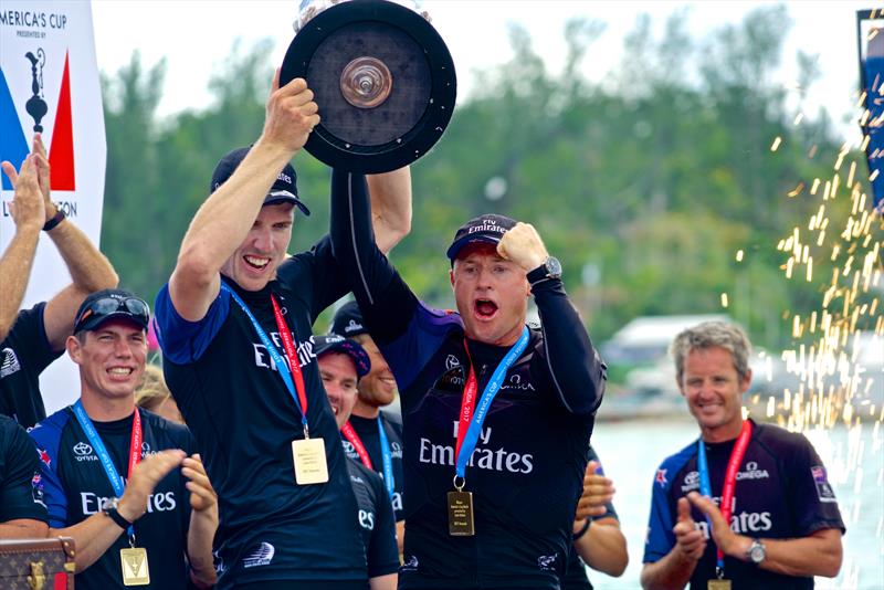 Glenn Ashby triumpant after winning the America's Cup in Bermuda, June 26, 2017 photo copyright Scott Stallard taken at Royal New Zealand Yacht Squadron and featuring the AC50 class