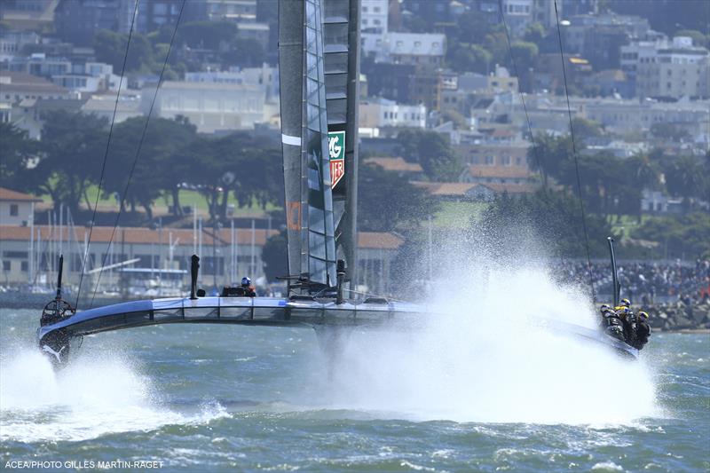 It's blowing dogs off chains on 34th America's Cup Day 14 photo copyright Gilles Martin-Raget / ACEA taken at  and featuring the AC72 class
