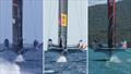 AC75 Version 2 - Stern perspectives - from left: Alinghi RBR, Luna Rossa, Emirates Team NZ © America's Cup Media