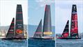 AC75 Version 2 - Side perspectives - from left: Alinghi RBR, Luna Rossa, Emirates Team NZ © America's Cup Media