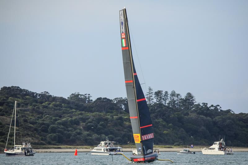 America's Cup match day 5 - Luna Rossa Prada Pirelli wallow in light winds photo copyright ACE / Studio Borlenghi taken at Royal New Zealand Yacht Squadron and featuring the AC75 class