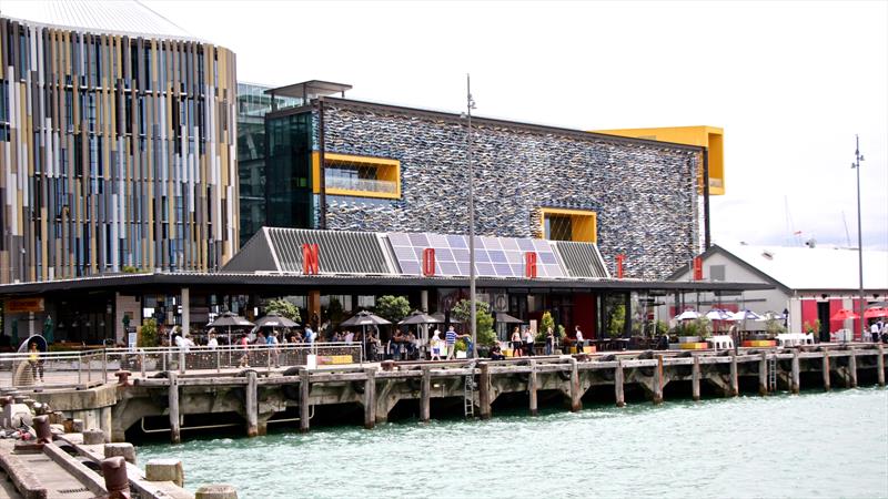 The superyachts and J-class will be moored with their sterns to the cafes and bars on North Wharf, Wynyard Point, Auckland, New Zealand photo copyright Richard Gladwell taken at  and featuring the AC75 class