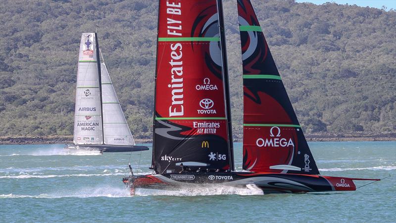 American Magic and Emirates Team New Zealand - Waitemata Harbour - September 21,2020 - 36th America's Cup photo copyright Richard Gladwell / Sail-World.com taken at Royal New Zealand Yacht Squadron and featuring the AC75 class