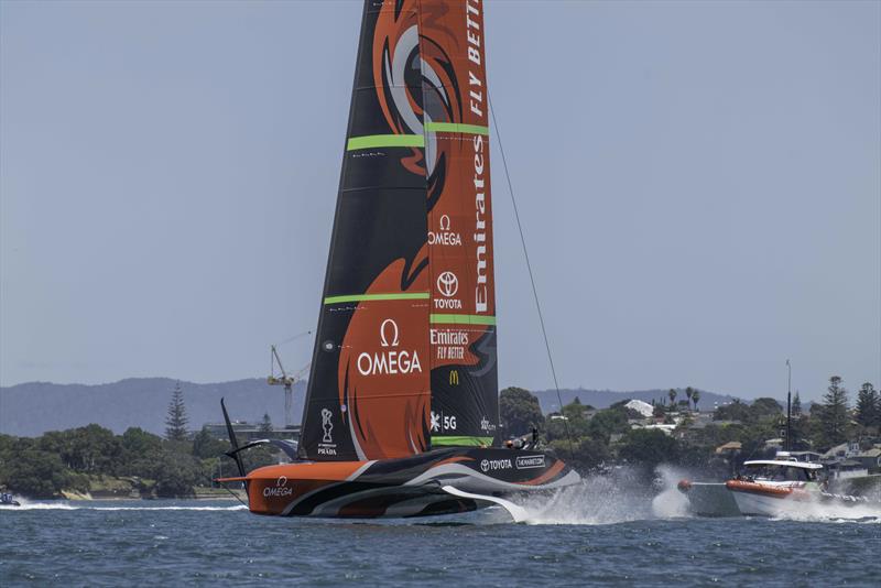 Emirates Team New Zealand sail their AC75 Te Rehutai on the Waitemata Harbour in Auckland, New Zealand - photo © Hamish Hooper / Emirates Team New Zealand