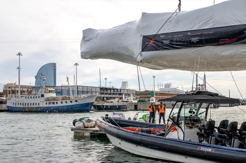 Alinghi Red Bull Racing's AC75 'Boat One' arrives at the team base in Barcelona - photo © Olaf Pignataro/Red Bull Content Pool