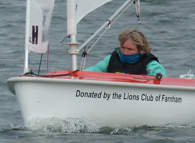 Margaret Foreman wins the Hansa 303 One Person class during the final 2017 Hansa TT at Oxford photo copyright Richard Johnson taken at Oxford Sailing Club and featuring the Hansa class