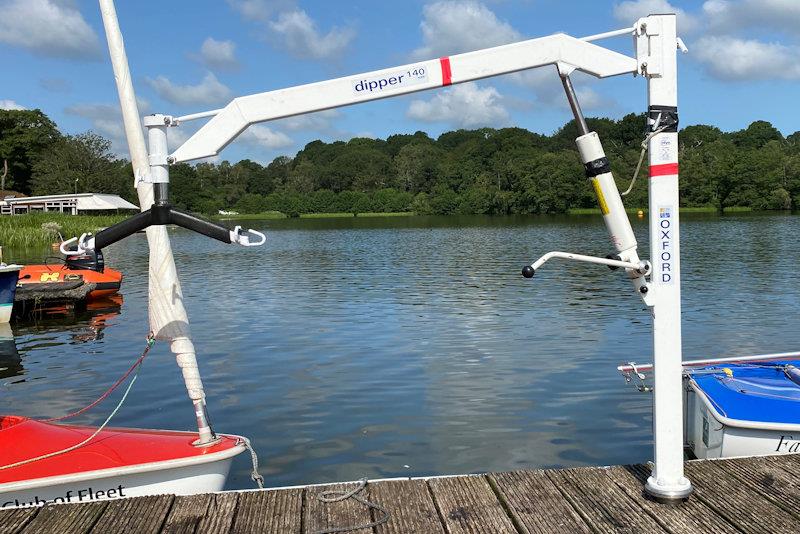 A hydraulic hoist on a jetty, for lifting wheelchair users into a dinghy photo copyright Magnus Smith taken at Frensham Pond Sailability and featuring the Hansa class