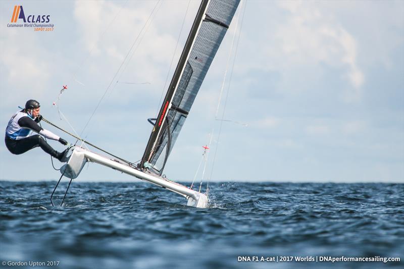 Organiser Jacek Noetzel is in 6th at the A Class Cat Worlds photo copyright Gordon Upton taken at Sopot Sailing Club and featuring the A Class Catamaran class