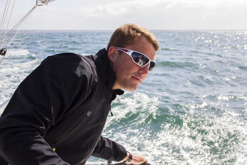 Sam Goodchild wearing Tycane eyewear about his Figaro yacht - photo © Adidas
