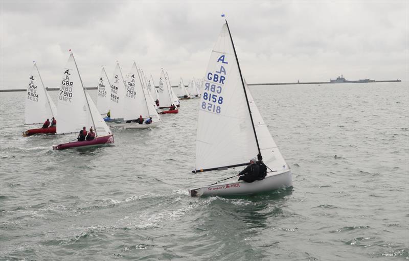 Peter Snowdon and Teresa Miolla nailing a great start on day 2 of the Peak-Ryzex Albacore Internationals 2017 at the WPNSA photo copyright Pauline Rook taken at Weymouth & Portland Sailing Academy and featuring the Albacore class