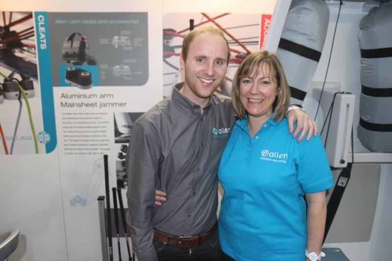 Christian Birrell with Liz Adams on the Allen stand at the RYA Suzuki Dinghy Show photo copyright Mark Jardine taken at RYA Dinghy Show and featuring the  class