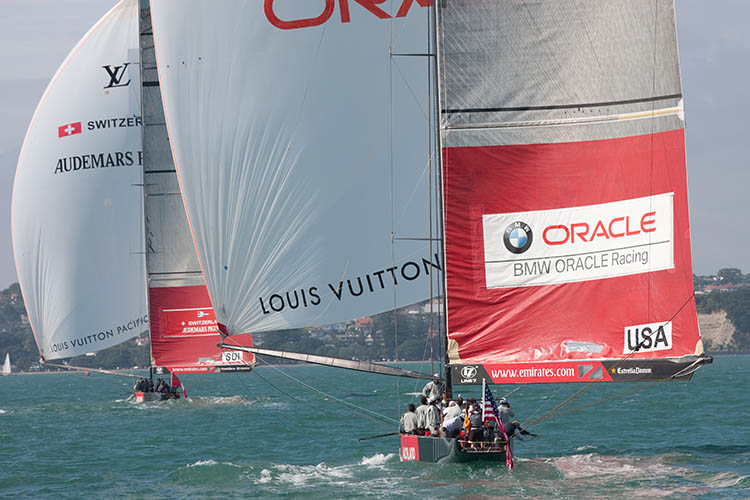 Alinghi beat BMW Oracle Racing 2-0 in the challenger finals of the Louis Vuitton Pacific Series photo copyright Gilles Martin-Raget / BMW Oracle racing taken at  and featuring the ACC class