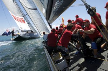Emirates Team New Zealand beat Pataugas by K-Challenge on day five of the Louis Vuitton Pacific Series