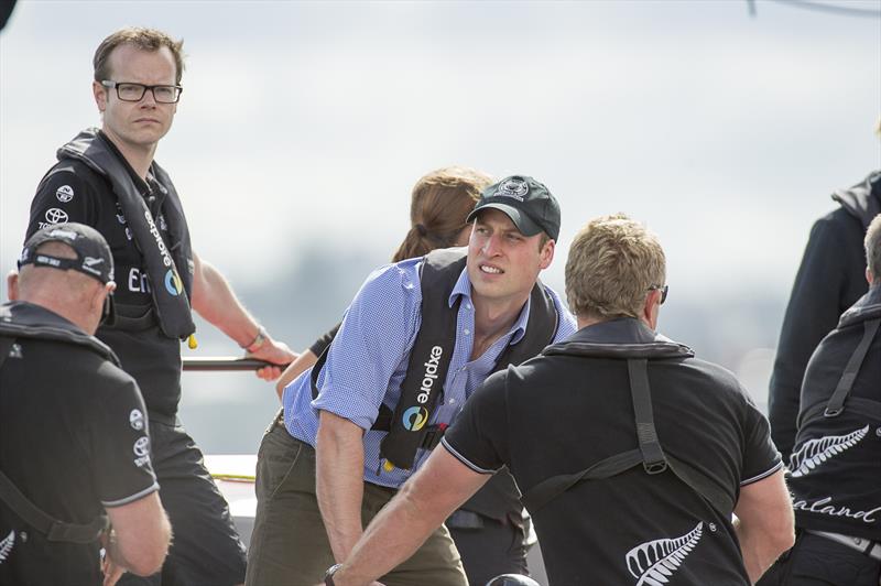 Their Royal Highnesses the Duke and Duchess of York visit Emirates Team New Zealand to match race each other on version 5 America's Cup Yachts NZL41 and NZL68 photo copyright Chris Cameron / ETNZ taken at  and featuring the ACC class