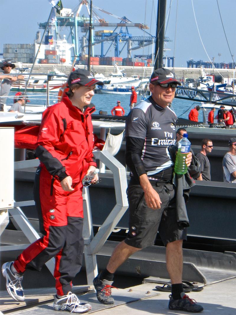 Former Prime Minister Helen Clark heads out for a race as guest crew in Valencia 2007 America's Cup photo copyright Todd Niall taken at  and featuring the ACC class