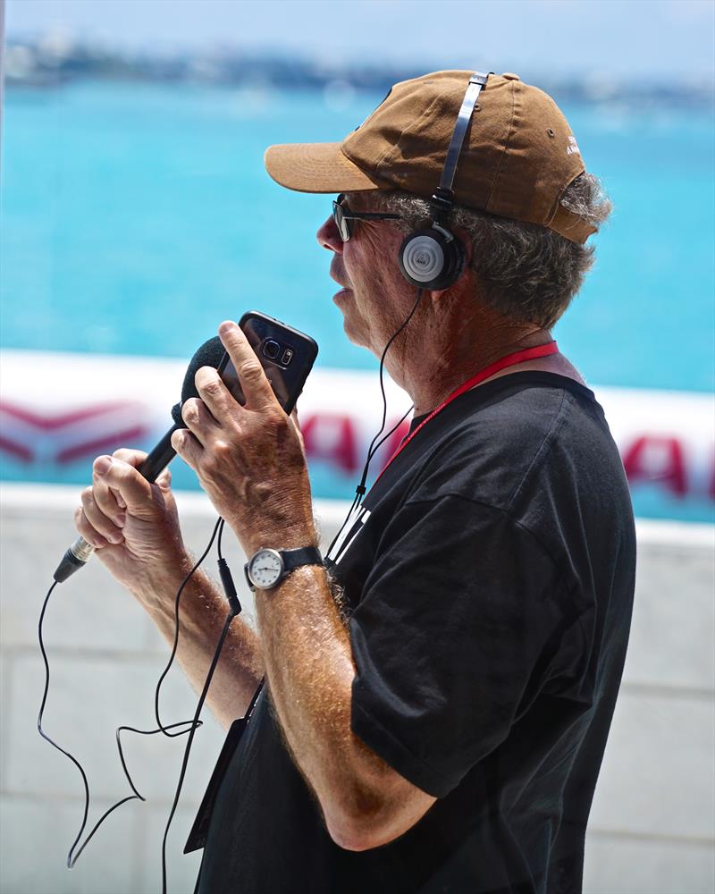 RNZ's Todd Niall on the job in Bermuda previewing America's Cup racing photo copyright Scott Stallard taken at  and featuring the ACC class