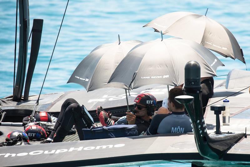 The first day of the semi-final was a great day for sunbathing, but with very little wind it was not a great day for sailing and racing was postponed photo copyright Harry KH / Land Rover BAR taken at Royal Yacht Squadron and featuring the ACC class