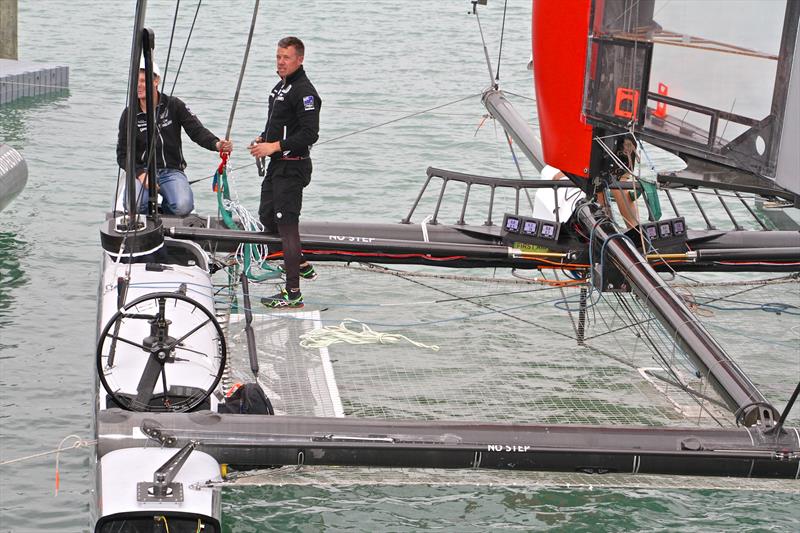 Emirates Team NZ take over Luna Rossa's AC45 foiler, which the Kiwi team modified before starting their 2015 test program. - photo © Richard Gladwell