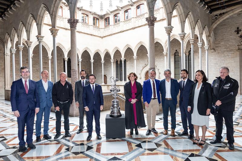 AC37: Grant Dalton (CEO of Emirates Team New Zealand and 37th America's Cup), Pere Aragon (President of the Government of Catalonia), Ada Colau (Mayor of Barcelona) at the Generalitat of Barcelona, Spain. - photo © Maria Munia
