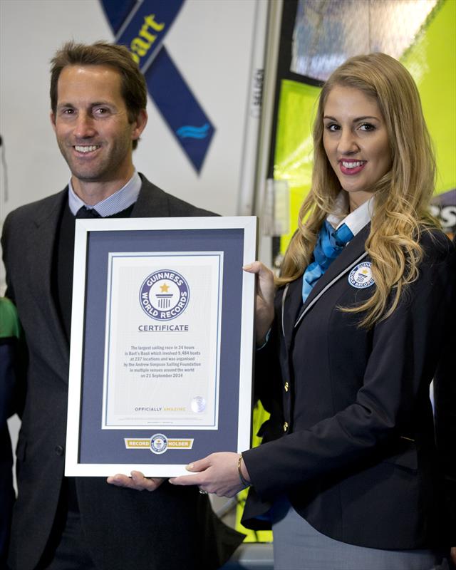 On behalf of the Andrew Simpson Sailing Foundation, Sir Ben Ainslie receive the Guinness World Record Certificate for Bart's Bash  photo copyright onEdition taken at  and featuring the  class