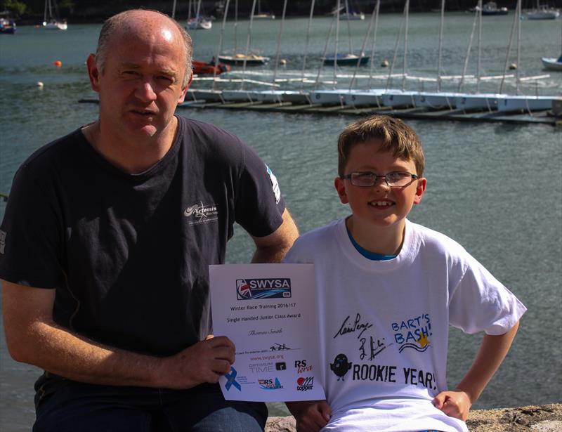 Tim Anderton from the ASF with Thomas Smith during the Optimum Time, RS Sailing Store Regatta on the final South West Youth Sailing Academy weekend photo copyright Nicholas James taken at Royal Dart Yacht Club and featuring the  class