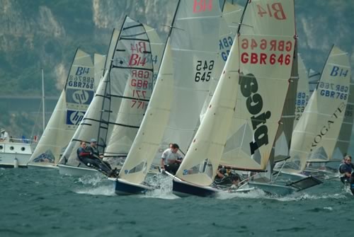 Action from the B14 worlds at Circolo Vela Torbole, Lake Garda  photo copyright Nick Kirk / www.n-d-k.com taken at  and featuring the B14 class