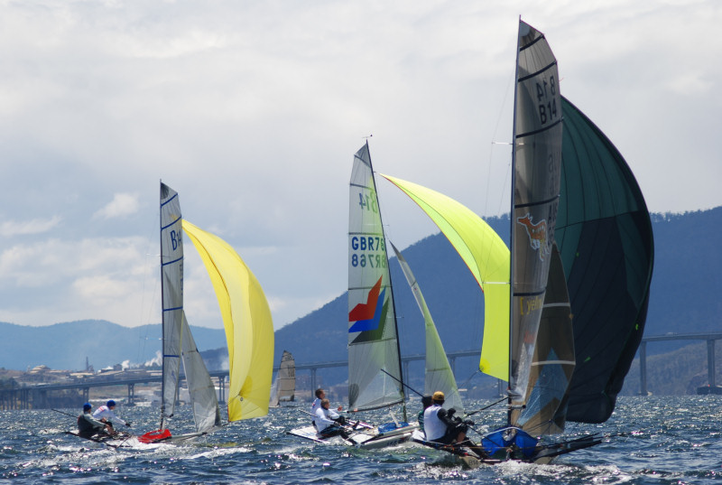 Four races are held on day 4 of the B14 worlds in Hobart photo copyright ADMIX B14 worlds media taken at  and featuring the B14 class