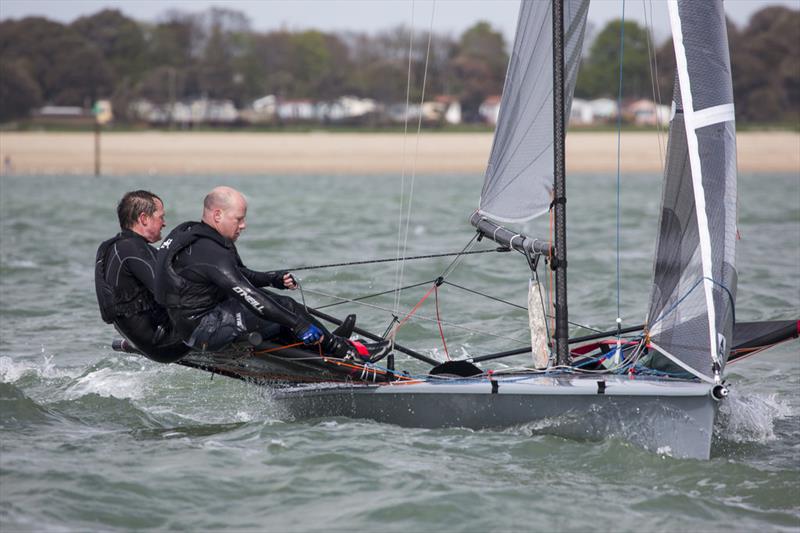 Scott Gray & Charlie Coulborn in their immaculately prepared boat 620 during the B14 TT at Stokes Bay photo copyright Tim Olin / www.olinphoto.co.uk taken at Stokes Bay Sailing Club and featuring the B14 class