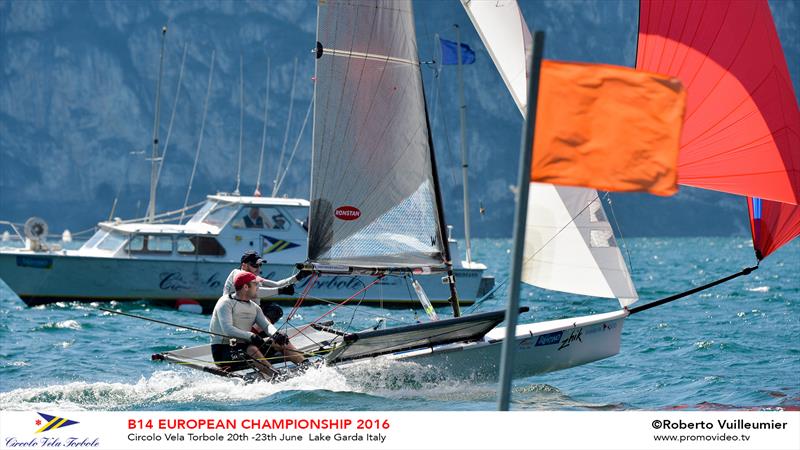 B14 European Championships day 2 photo copyright Roberto Vuilleumier taken at Circolo Vela Torbole and featuring the B14 class