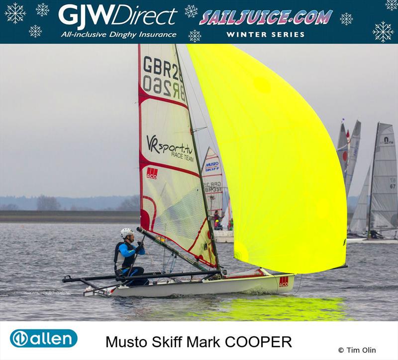 Mark Cooper during the GJW Direct Sailjuice Winter Series Datchet Flyer photo copyright Tim Olin / www.olinphoto.co.uk taken at Datchet Water Sailing Club and featuring the B14 class