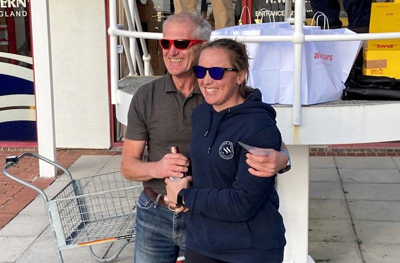 Mark Barnes and Charlotte Horlock win the Fast Handicap fleet in the Allspars Final Fling 2021 photo copyright RWYC taken at Royal Western Yacht Club, England and featuring the B14 class