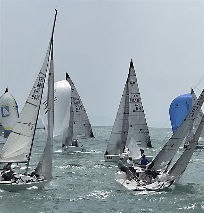 Room at the mark. OMJ Platu Champs of Thailand 2023 photo copyright Kev Scott taken at Ocean Marina Yacht Club and featuring the Platu 25 class