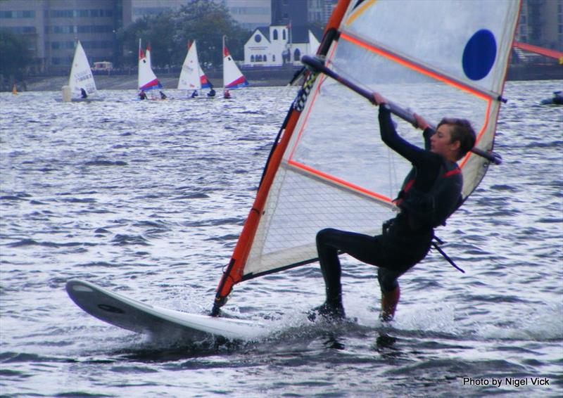 1st Boy and 1st Overall Bic Techno 6.8, Sam Saunders at the RYA Zone Championships in Cardiff Bay photo copyright Nigel Vick taken at Cardiff Bay Yacht Club and featuring the Bic Techno class