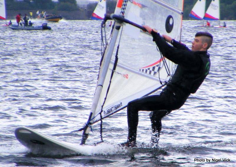 1st boy and 1st overall Bic Techno 7.8, Shayne Beavan at the RYA Zone Championships in Cardiff Bay photo copyright Nigel Vick taken at Cardiff Bay Yacht Club and featuring the Bic Techno class