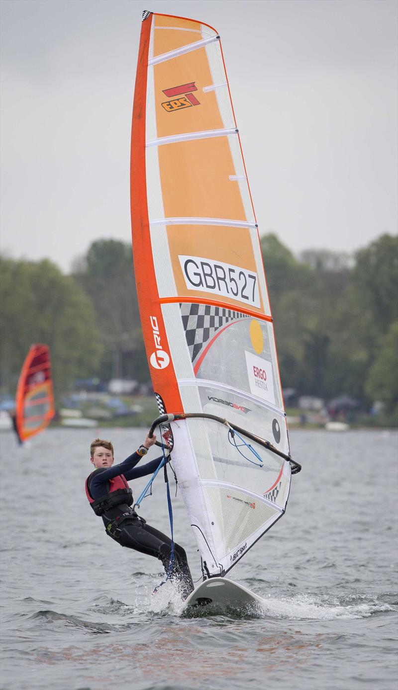 Techno sailor Billy Ellis on day 1 of the RYA Eric Twiname Championships photo copyright Dan Towers / onEdition / RYA taken at Rutland Sailing Club and featuring the Bic Techno class