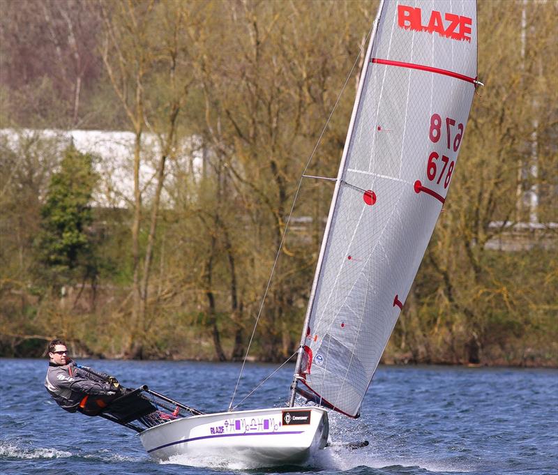 Rob Jones during the Blaze Open at Burghfield photo copyright Mike Proven taken at Burghfield Sailing Club and featuring the Blaze class