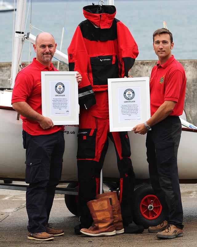 Guinness World Record holders Phil Slade and Mark Belamarich MBE and their record-breaking Bosun dinghy 'Sixteen' photo copyright Phil Slade & Mark Belamarich taken at RYA Dinghy Show and featuring the Bosun class