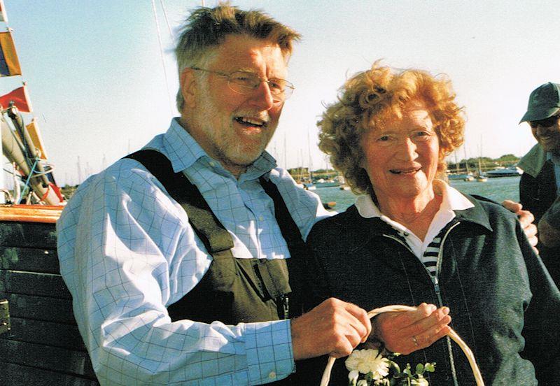John Mullins and Jean (daughter of original class designer Robbie Stone) at the Brightlingsea One Design class' 80th Birthday celebrations photo copyright Mullins family taken at Colne Yacht Club and featuring the Brightlingsea One Design class