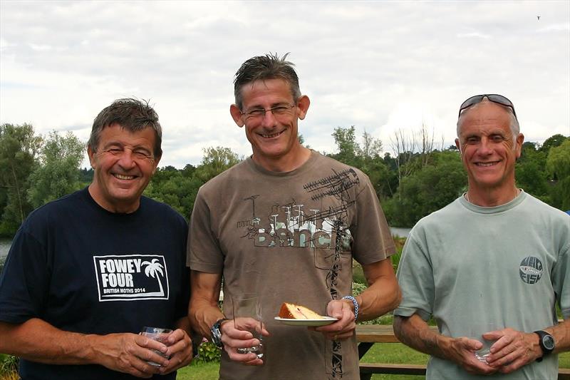 Inaugural Maidenhead Moth Open (l to r) Roger Watts (2nd), Toby Cooper (1st), Gary Tompkins (3rd) photo copyright Jenni Heward-Craig taken at Maidenhead Sailing Club and featuring the British Moth class
