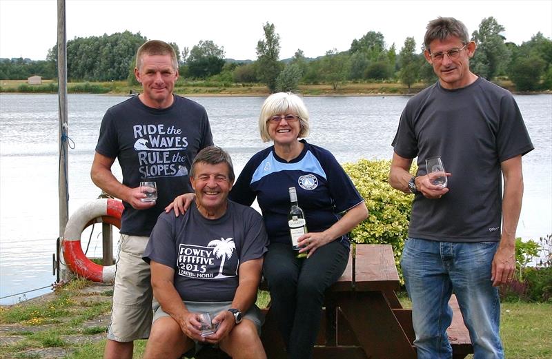 British Moths at Maidenhead winners (l to r) Andy Mathews (3rd), Roger Witt (2nd), Jenni Heward-Craig (Ladies), Toby Cooper (1st) photo copyright Jenny Bentley taken at Maidenhead Sailing Club and featuring the British Moth class