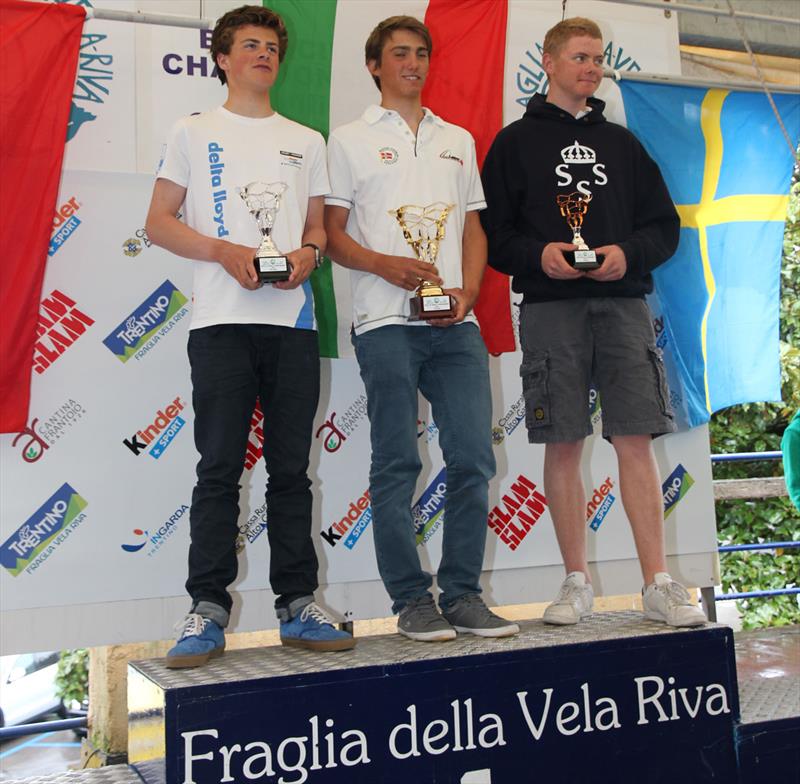 Men's podium at the Byte CII World Championships photo copyright Elena Giolai taken at Fraglia Vela Riva and featuring the Byte class