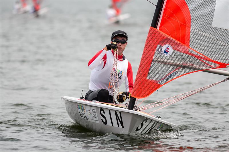 Singapore's Bernie Chin on day 5 of the Youth Olympic Games 2014 photo copyright ISAF taken at  and featuring the Byte class