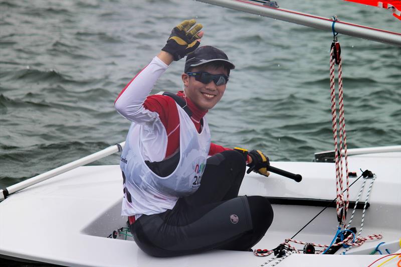 Bernie Chin (SIN) wins the Boy's Byte CII class at the Youth Olympic Games 2014 photo copyright ISAF taken at  and featuring the Byte class